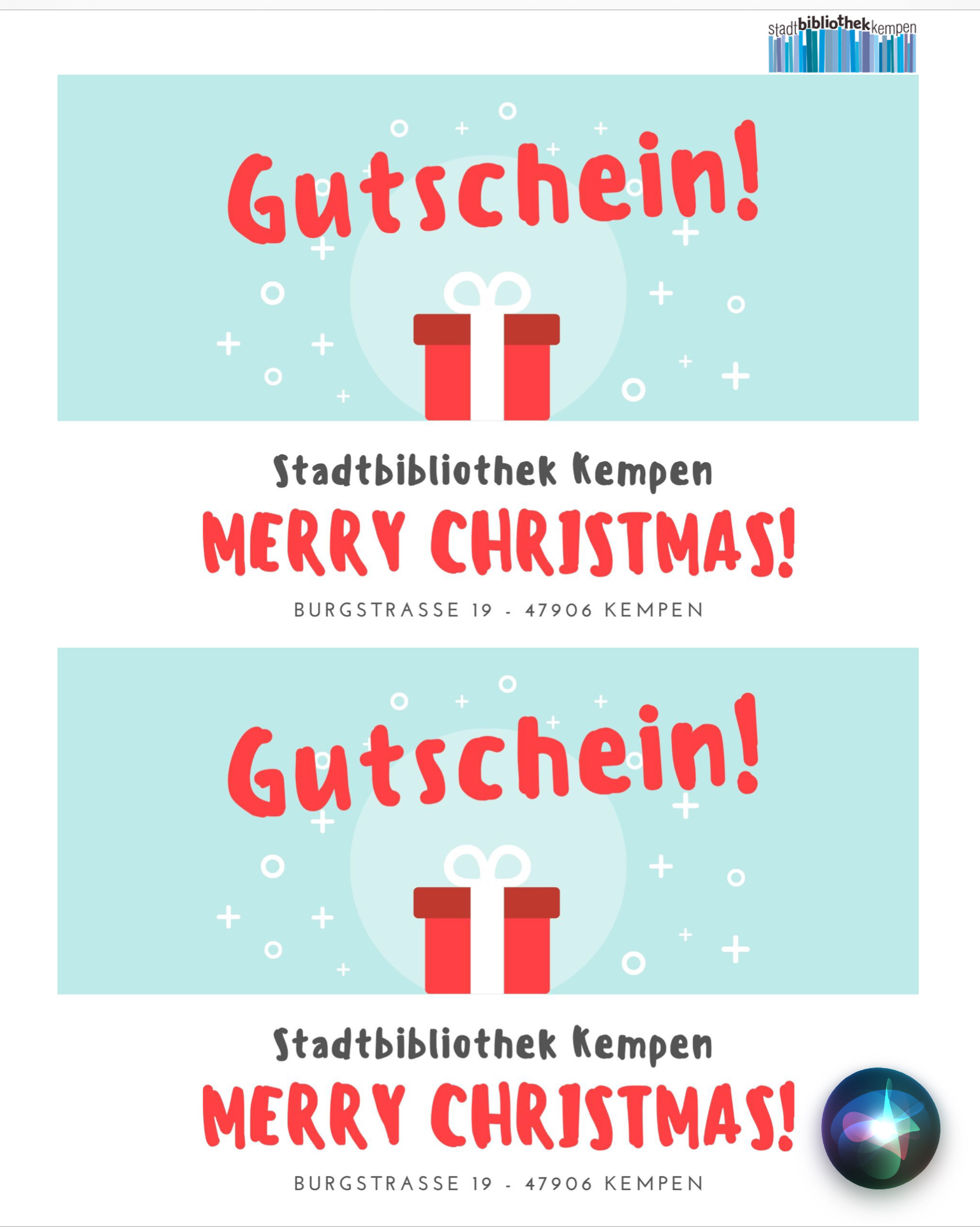 Geschenke und Gutscheine für Weihnachten in Kempen kaufen