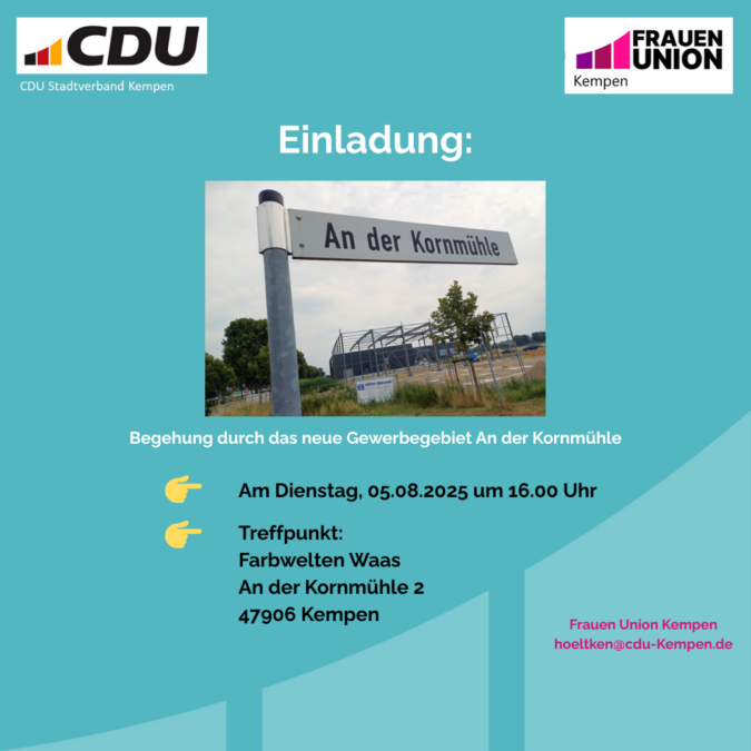 Frauen Union Kempen – Gewerbegebiet An der Kornmühle